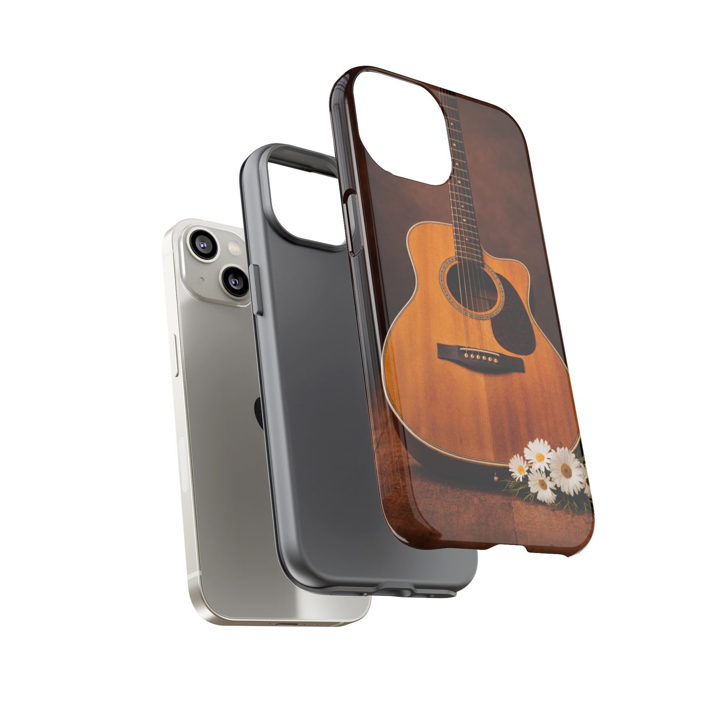 Acoustic Guitar Daisy Phone Case | Rustic Music Lover Tough Cover