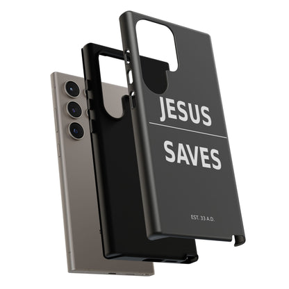 Jesus Saves Phone Case Christian Religious Minimalist Black Tough Cover