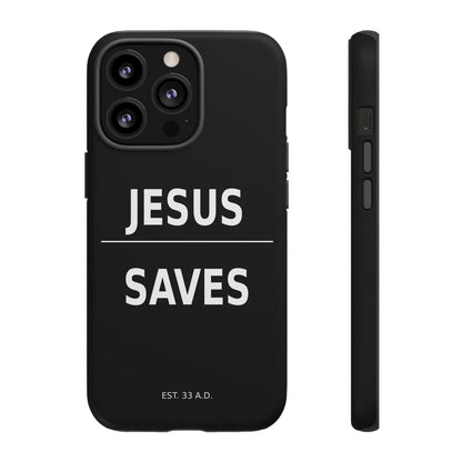Jesus Saves Phone Case Christian Religious Minimalist Black Tough Cover