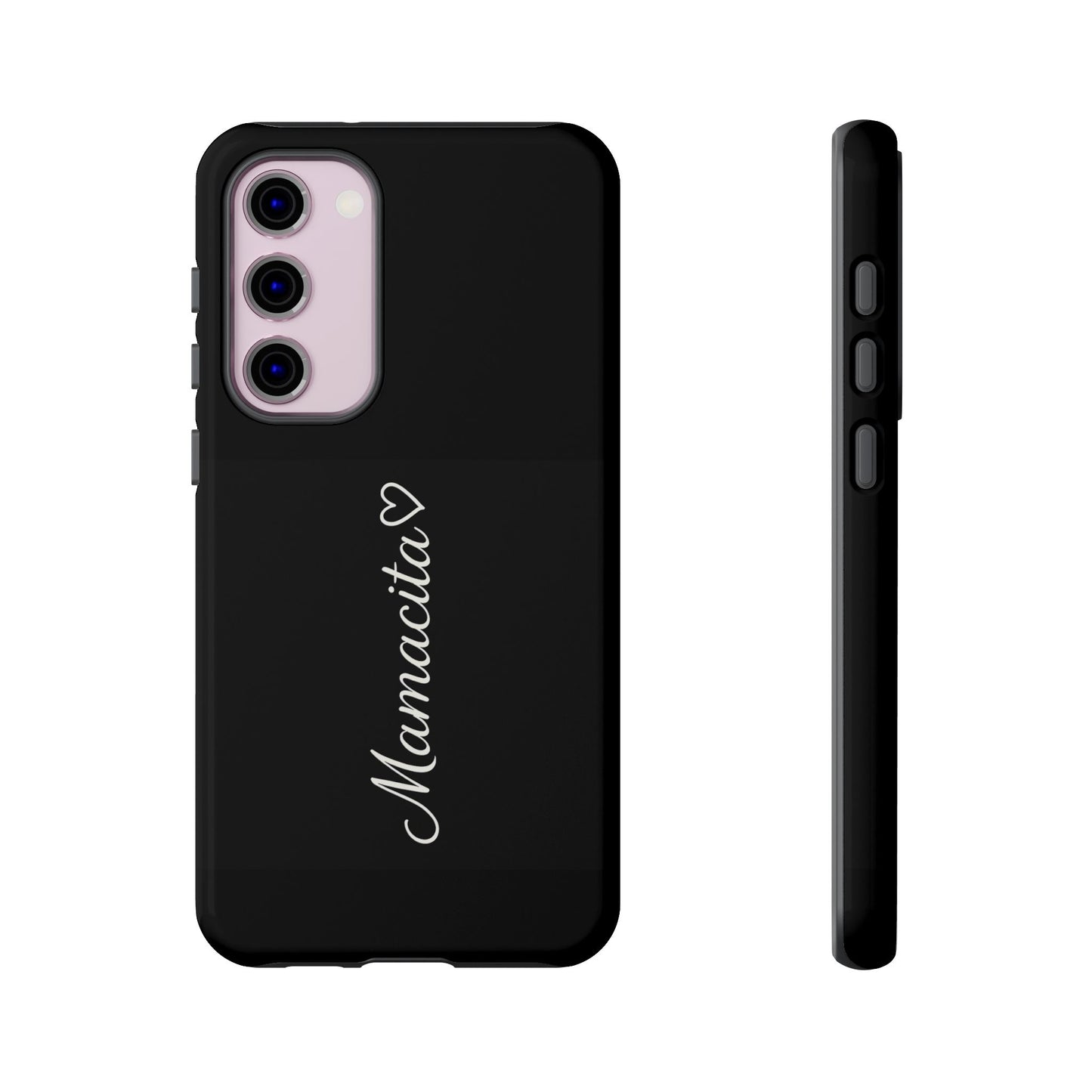 Mamacita Script Phone Case | Minimal Black Tough Case | Sleek Aesthetic Cover