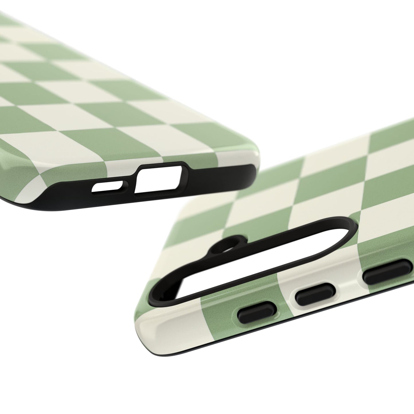 Sage Green Checkerboard Phone Case | Minimal Aesthetic Checkered iPhone & Samsung Tough Case