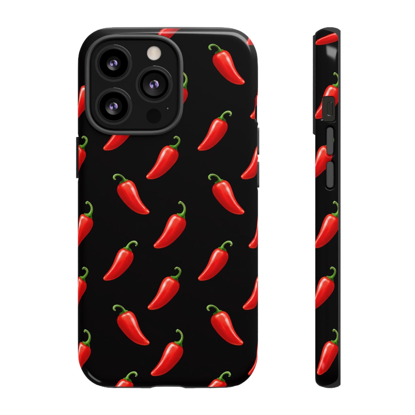 Spicy Chili Pepper Phone Case – Black Cute Hot Pepper Tough Cover for Iphone, Samsung Galaxy and Pixel