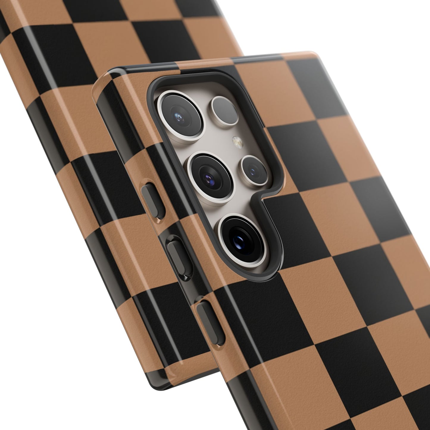 Brown Checkered Phone Case | Aesthetic Checkerboard iPhone & Samsung Tough Case