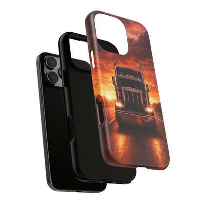 Big Rig Truck Phone Case Sunset Highway Semi Truck iPhone Samsung Cover