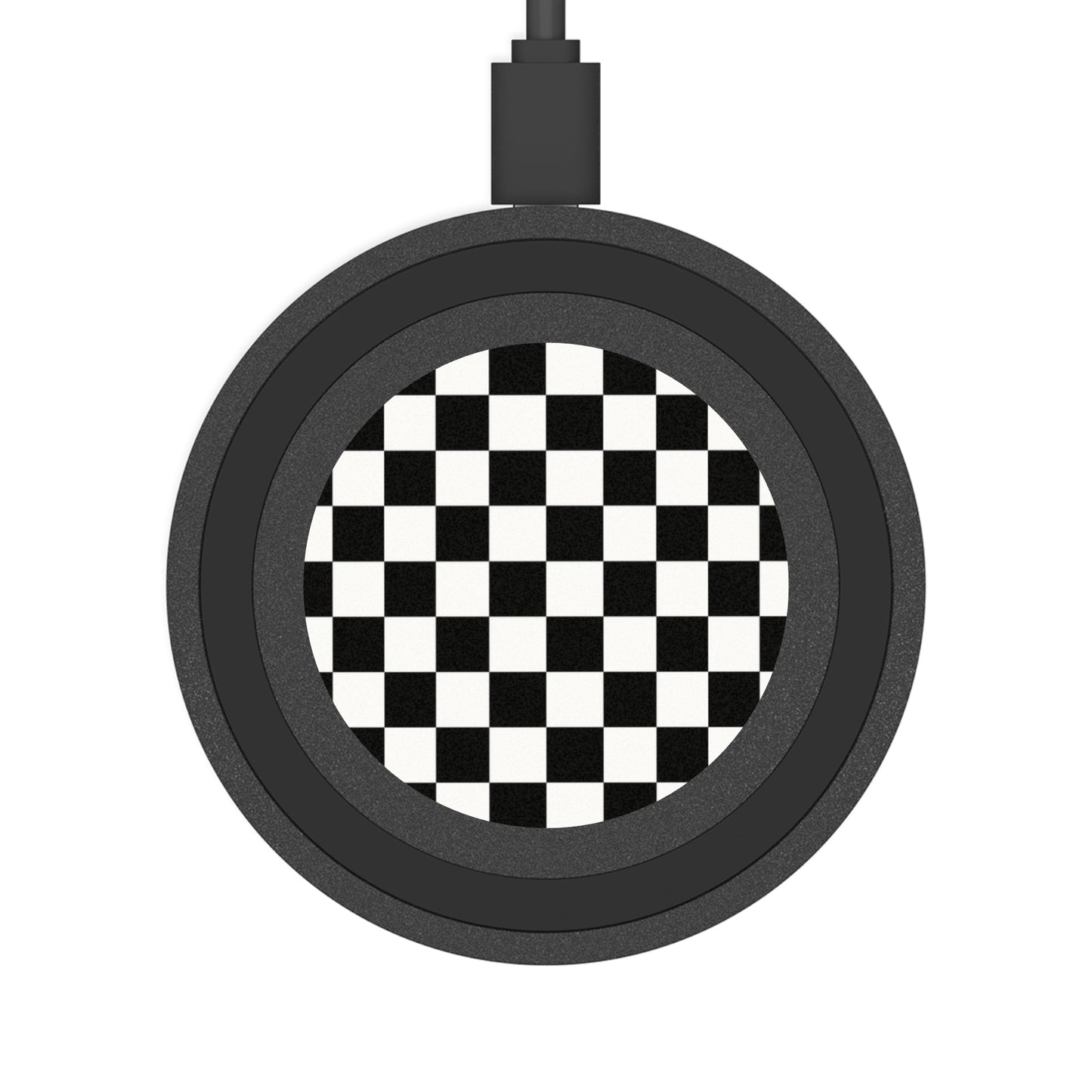 Wireless Charging Pad — Black & White Checkered Qi Charger