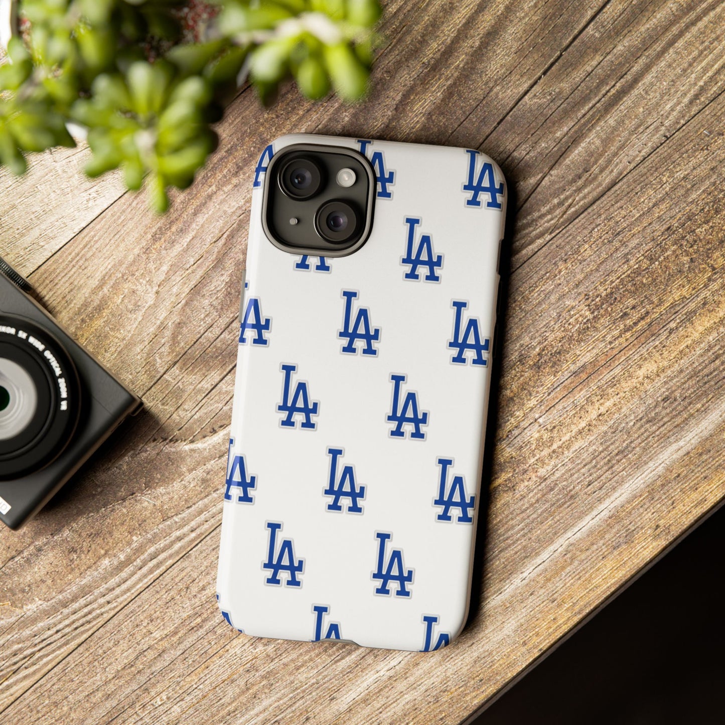 Blue LA Monogram Pattern Phone Case | Minimal Baseball Inspired Tough Cover