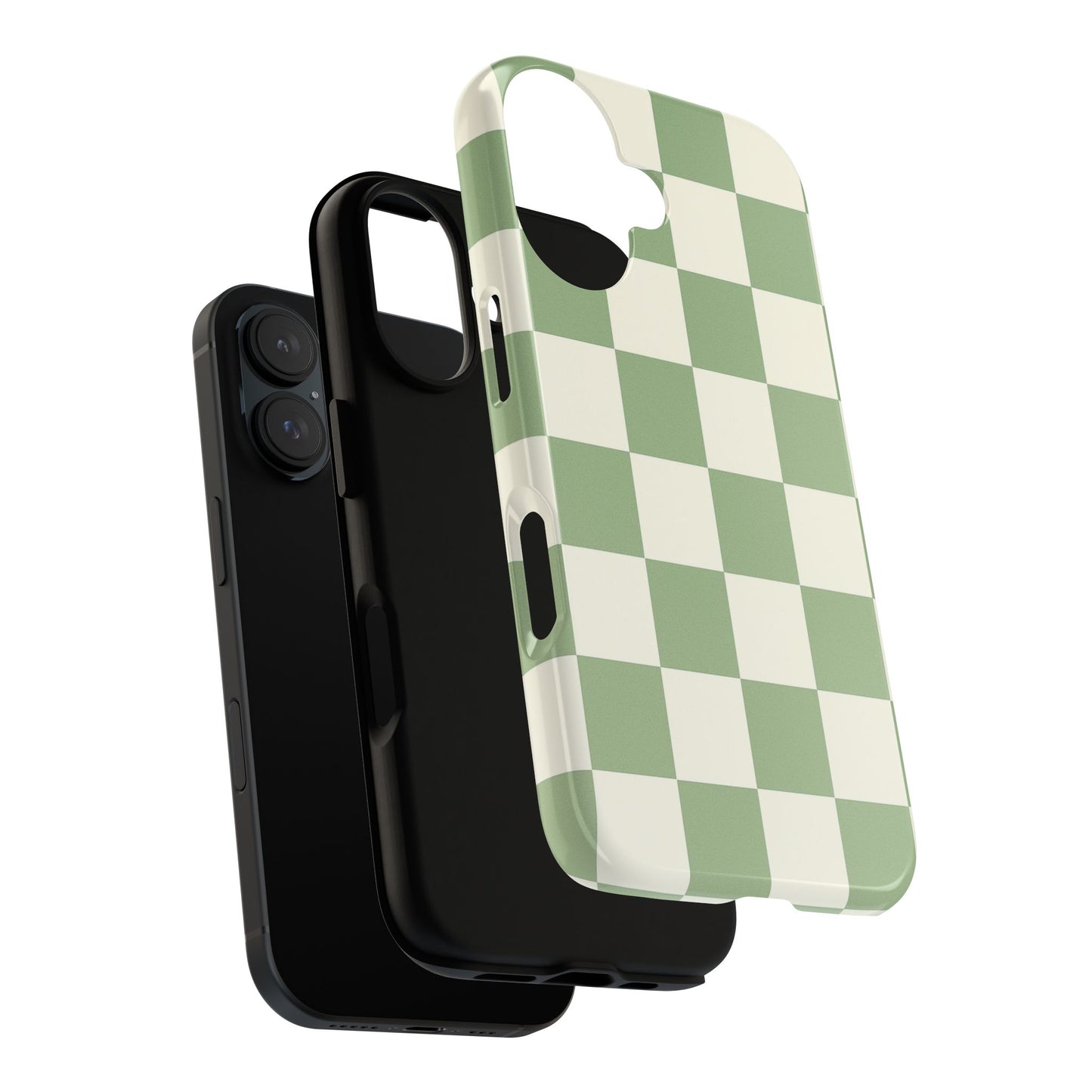 Sage Green Checkerboard Phone Case | Minimal Aesthetic Checkered iPhone & Samsung Tough Case