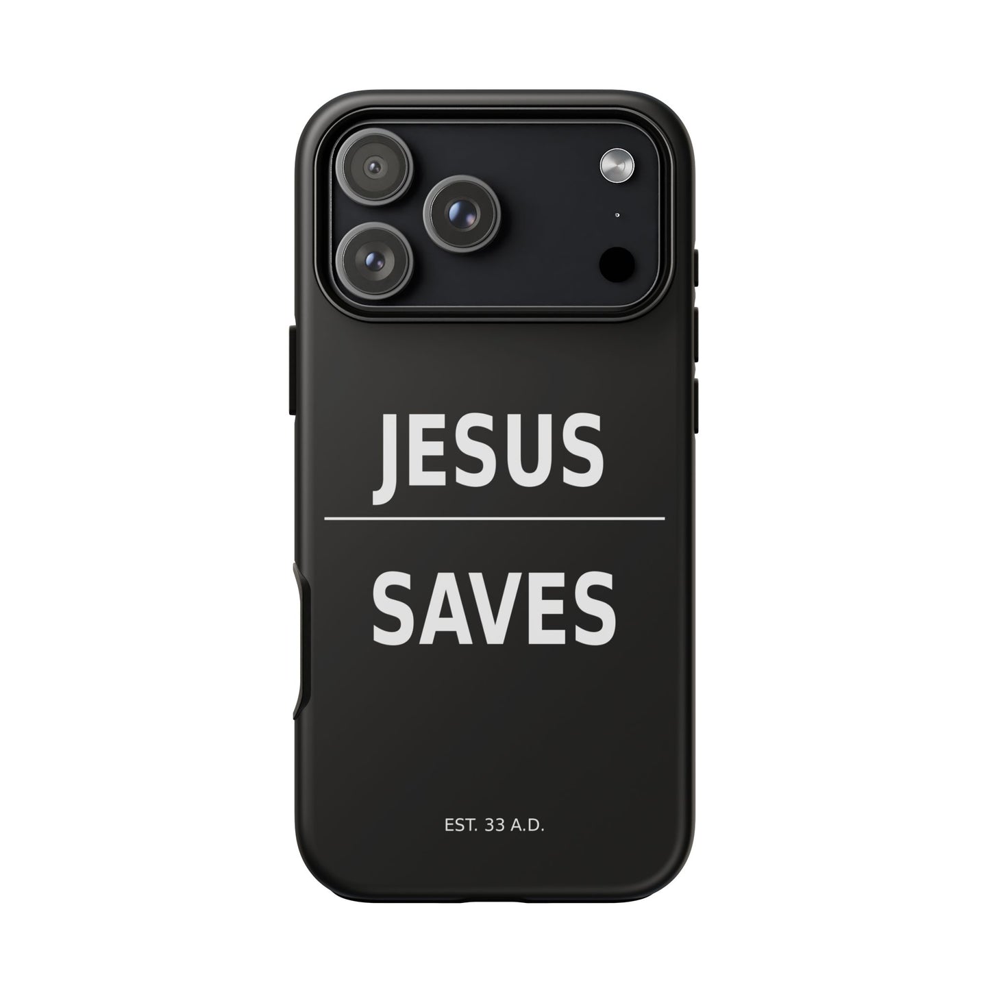 Jesus Saves Phone Case Christian Religious Minimalist Black Tough Cover