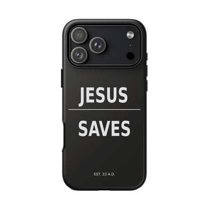 Jesus Saves Phone Case Christian Religious Minimalist Black Tough Cover