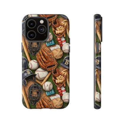 Baseball Gear Collage Phone Case – Vintage Baseball Equipment Sports Tough Case