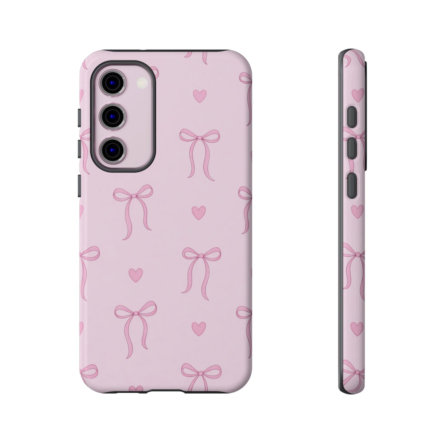 Pink Bow Heart Aesthetic Phone Case – Coquette Cute Tough Cover