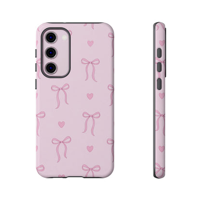 Pink Bow Heart Aesthetic Phone Case – Coquette Cute Tough Cover