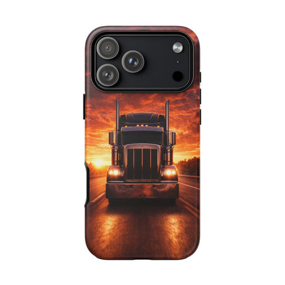 Big Rig Truck Phone Case Sunset Highway Semi Truck iPhone Samsung Cover