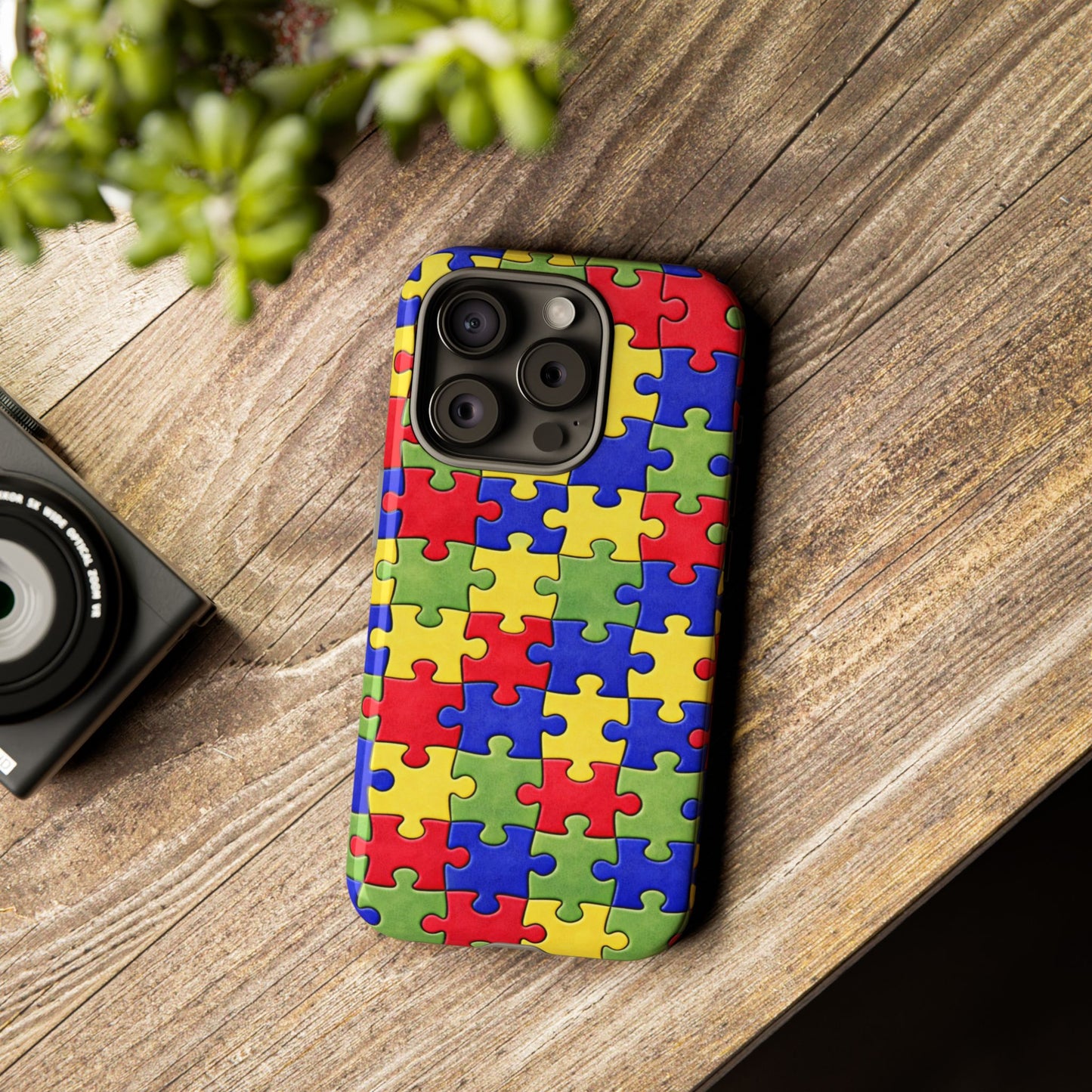 Colorful Puzzle Phone Case, Autism Awareness Jigsaw Design, Tough Protective Case, iPhone & Samsung Case, Vibrant Puzzle Pattern