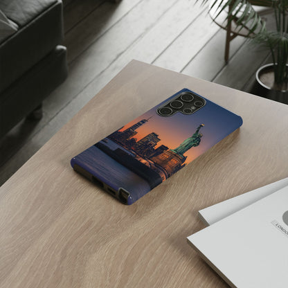 Statue of Liberty Sunset Phone Case – New York City Skyline Travel Aesthetic Tough Case