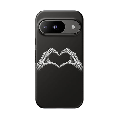 Skeleton Hands Heart Phone Case | Gothic Black Protective Cover