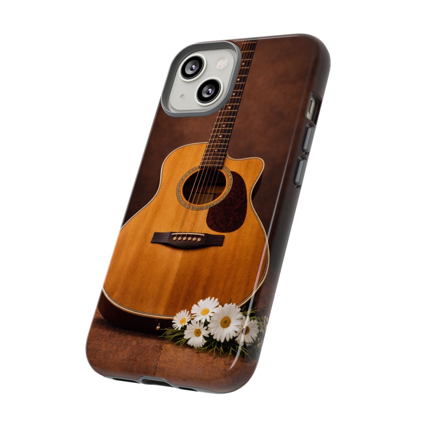 Acoustic Guitar Daisy Phone Case | Rustic Music Lover Tough Cover
