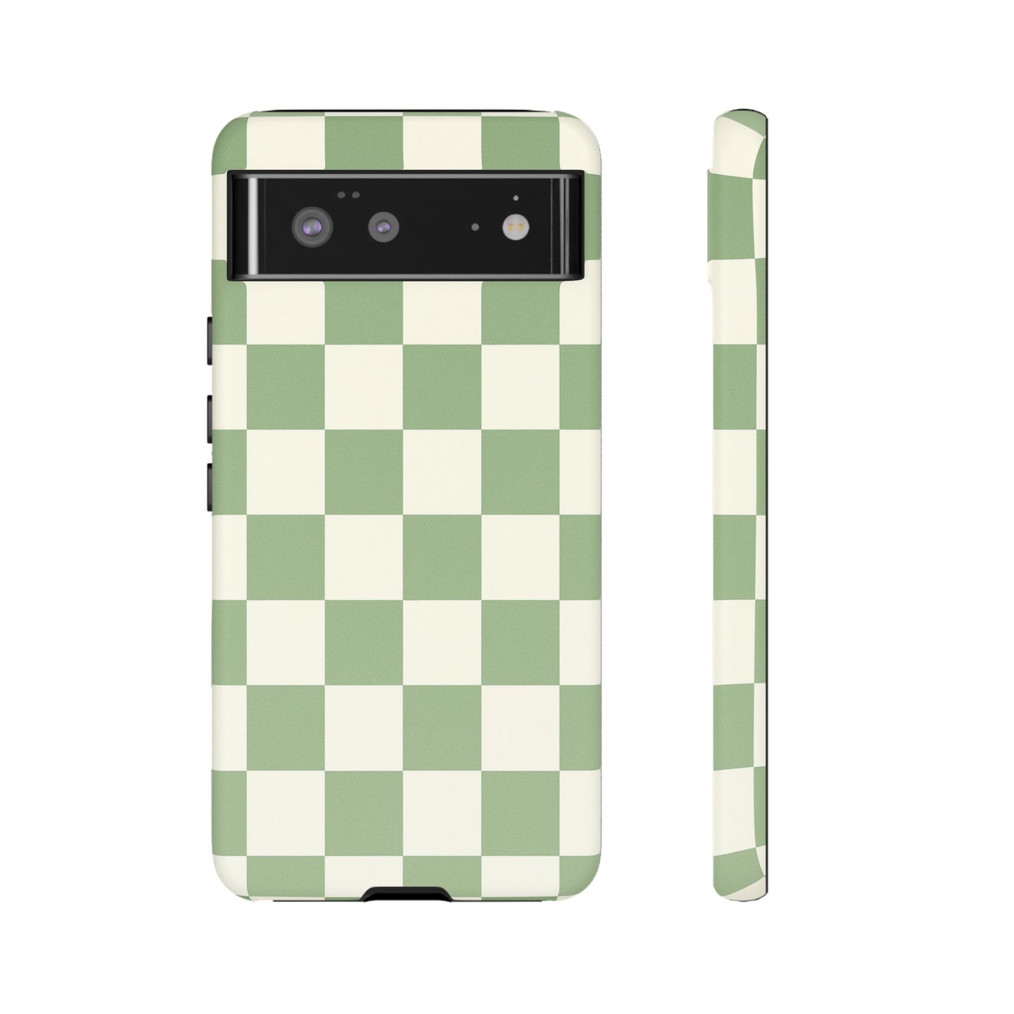 Sage Green Checkerboard Phone Case | Minimal Aesthetic Tough Case