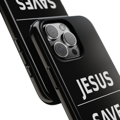 Jesus Saves Phone Case Christian Religious Minimalist Black Tough Cover