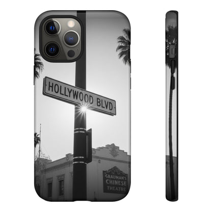 Hollywood Blvd Phone Case | Vintage Los Angeles Street Sign | Black & White LA Aesthetic
