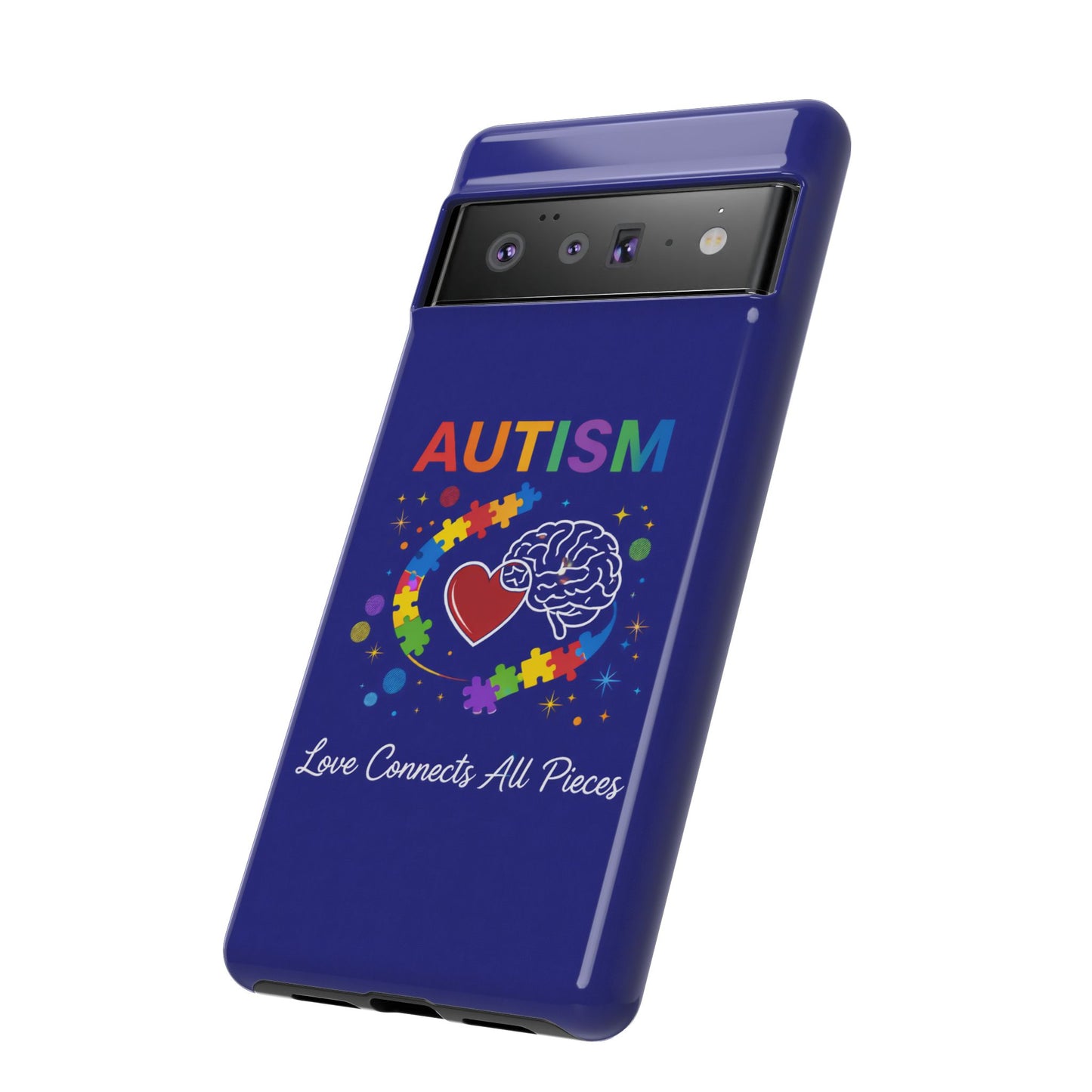 Autism Awareness Tough Case – "Love Connects All Pieces" Phone Case for Iphone, Samsung Galaxy and Pixel