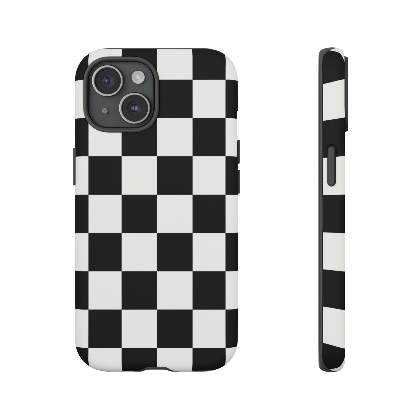 Black & White Checkerboard Phone Case – Classic Aesthetic Tough Protective Case
