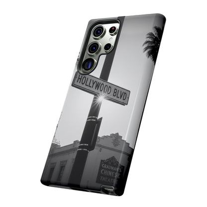 Hollywood Blvd Phone Case | Vintage Los Angeles Street Sign | Black & White LA Aesthetic