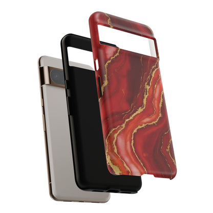 Red Agate Marble Phone Case – Gold Vein Luxury Stone Tough Case (iPhone, Samsung, Pixel)