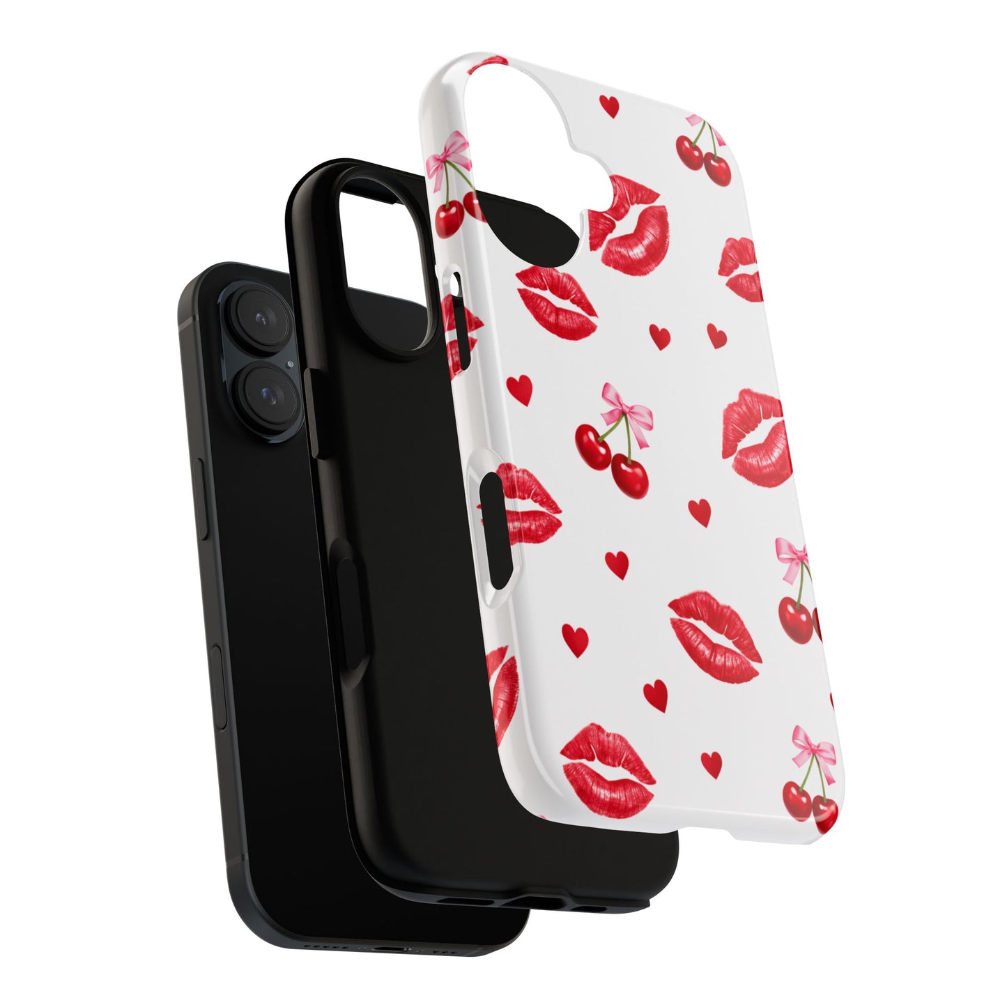 Red Lips & Cherry Phone Case – Y2K Retro Aesthetic Tough Cover
