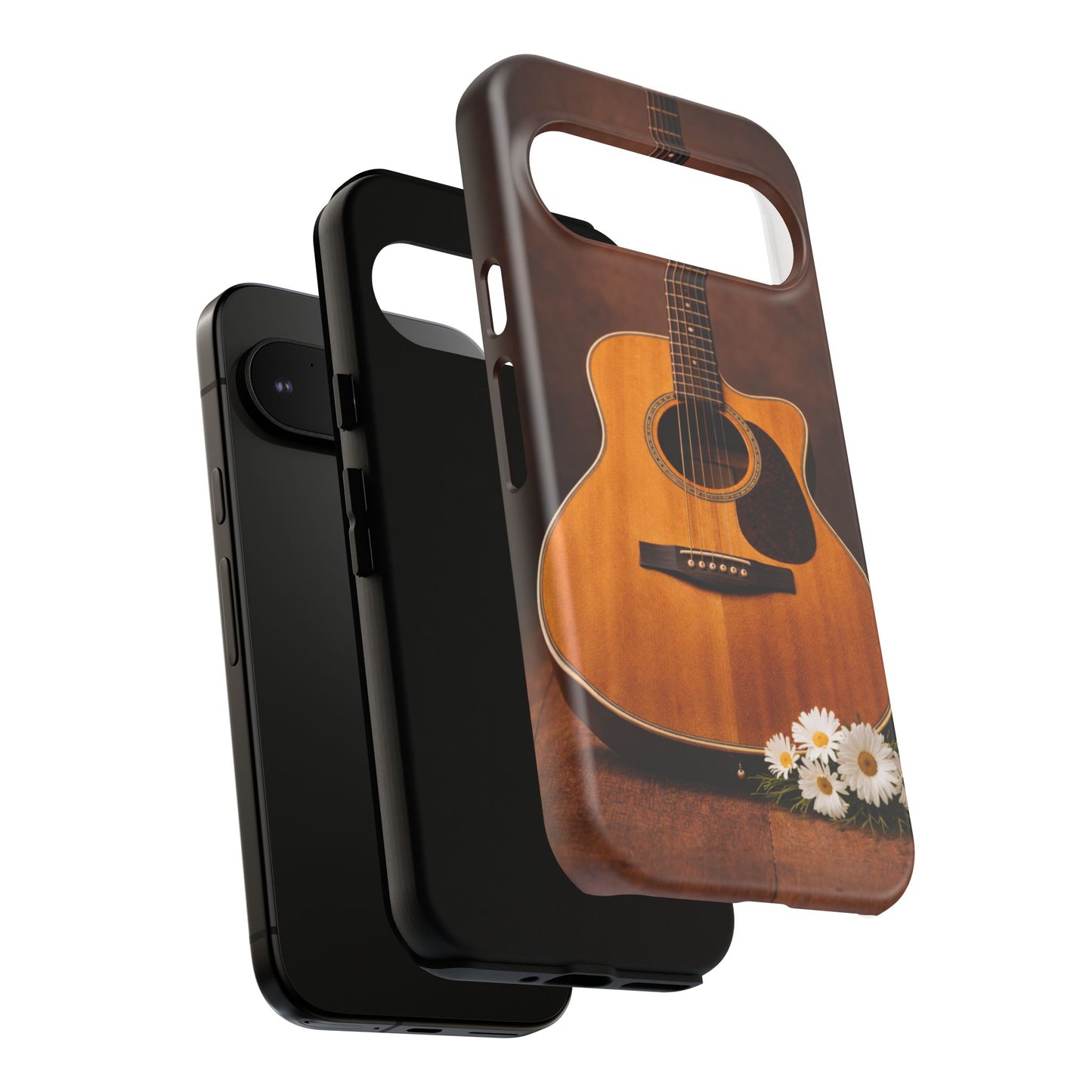 Acoustic Guitar Daisy Phone Case | Rustic Music Lover Tough Cover