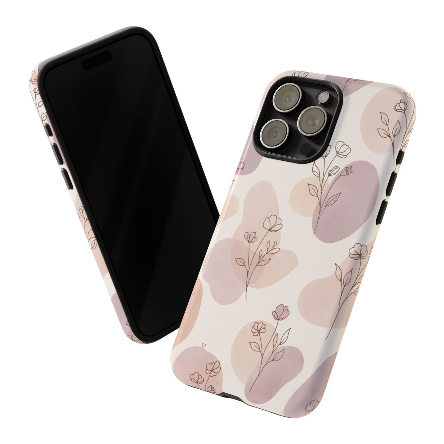 Blush Floral Phone Case Neutral Botanical Watercolor Tough Cover