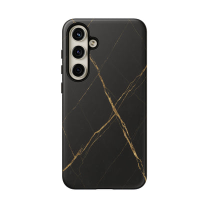 Black Marble Phone Case with Gold Veins – Luxury Minimal Aesthetic Tough Case