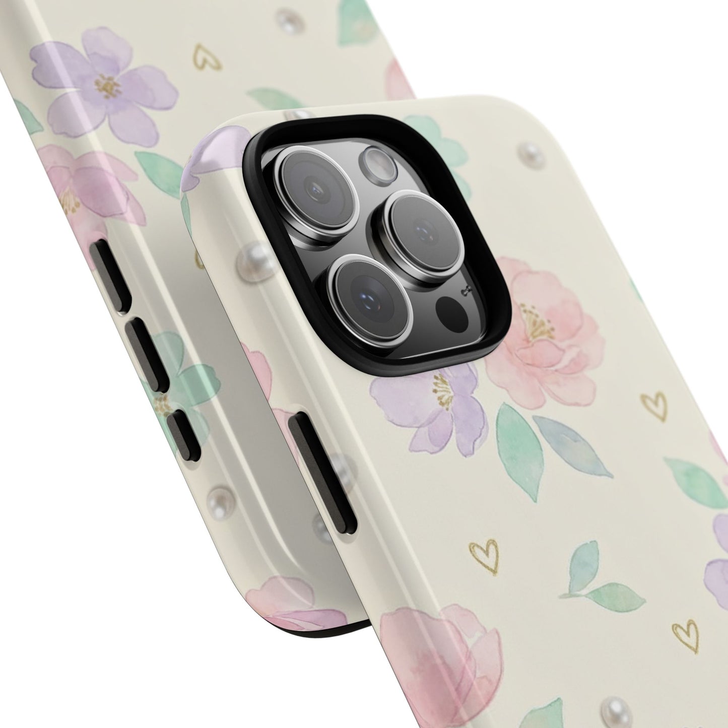 Pastel Floral Phone Case – Coquette Watercolor Flower Hearts Tough Case (iPhone, Samsung, Pixel)