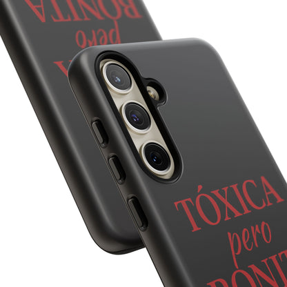 Toxica Pero Bonita Phone Case, Latina Quote Case, Red Lips Aesthetic, Spanish Saying Case, Trendy Tough Cover