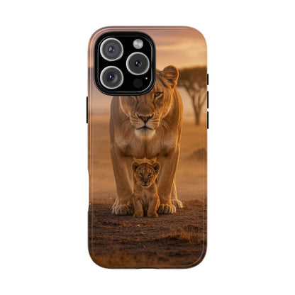 Lioness & Cub Phone Case | Safari Wildlife Tough Case for iPhone & Samsung