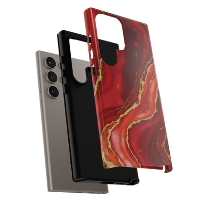 Red Agate Marble Phone Case – Gold Vein Luxury Stone Tough Case (iPhone, Samsung, Pixel)