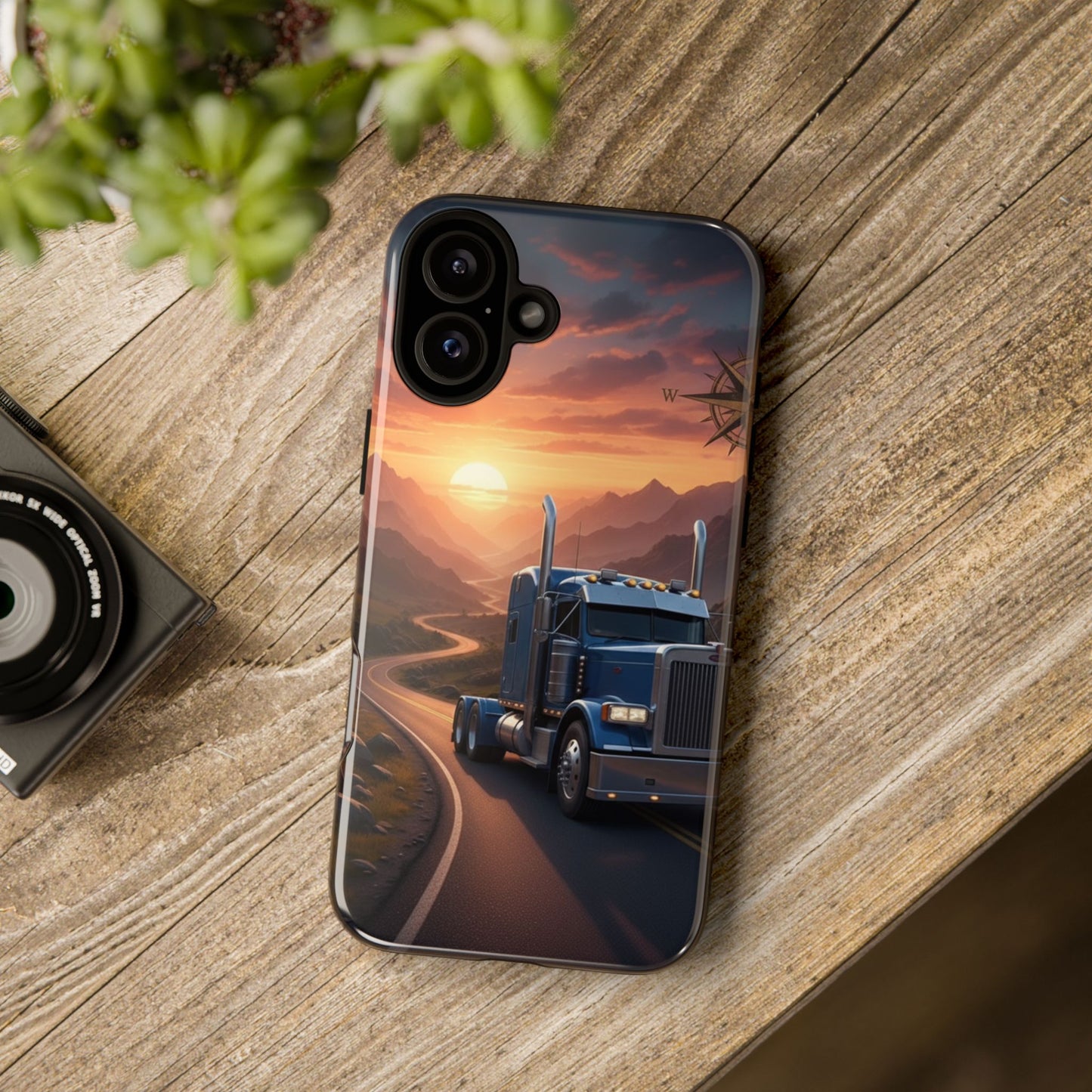 Semi Truck Sunset Phone Case | Trucker Gift | Diesel Truck Highway Road iPhone & Samsung Tough Protective Case