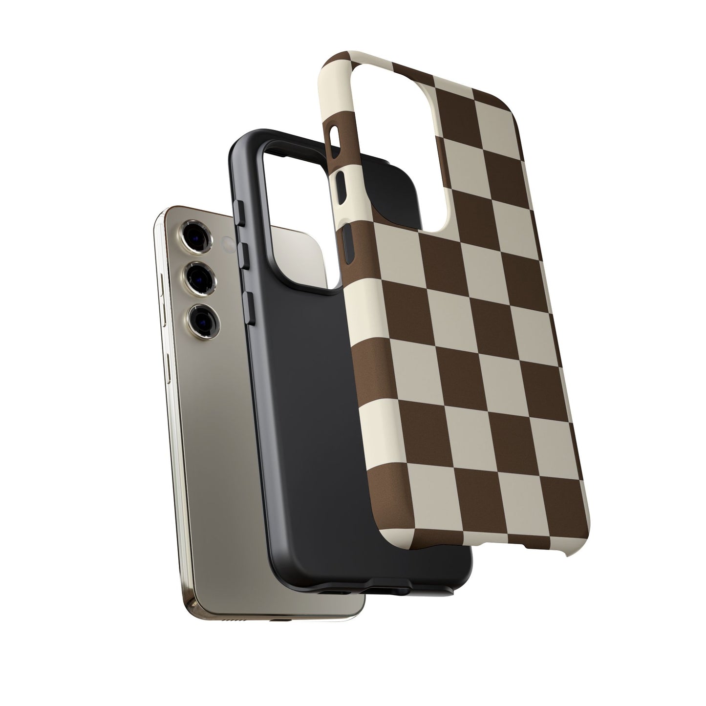 Mocha Checkerboard Phone Case | Neutral Aesthetic Tough Case