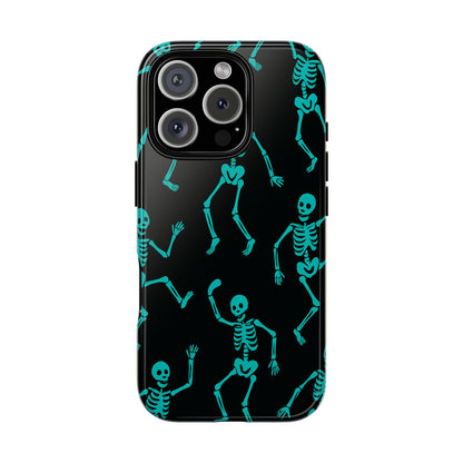 Dancing Teal Skeletons Phone Case | Tough Protective Case for Iphone, Samsung Galaxy and Pixel