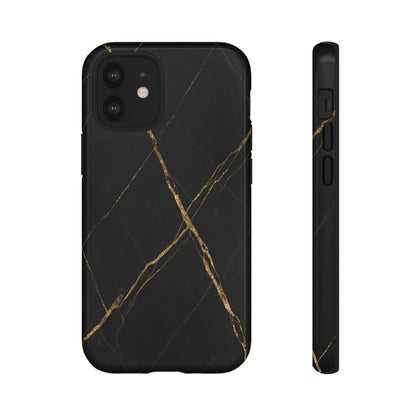 Black Marble Phone Case with Gold Veins | Minimal Luxury Tough Case