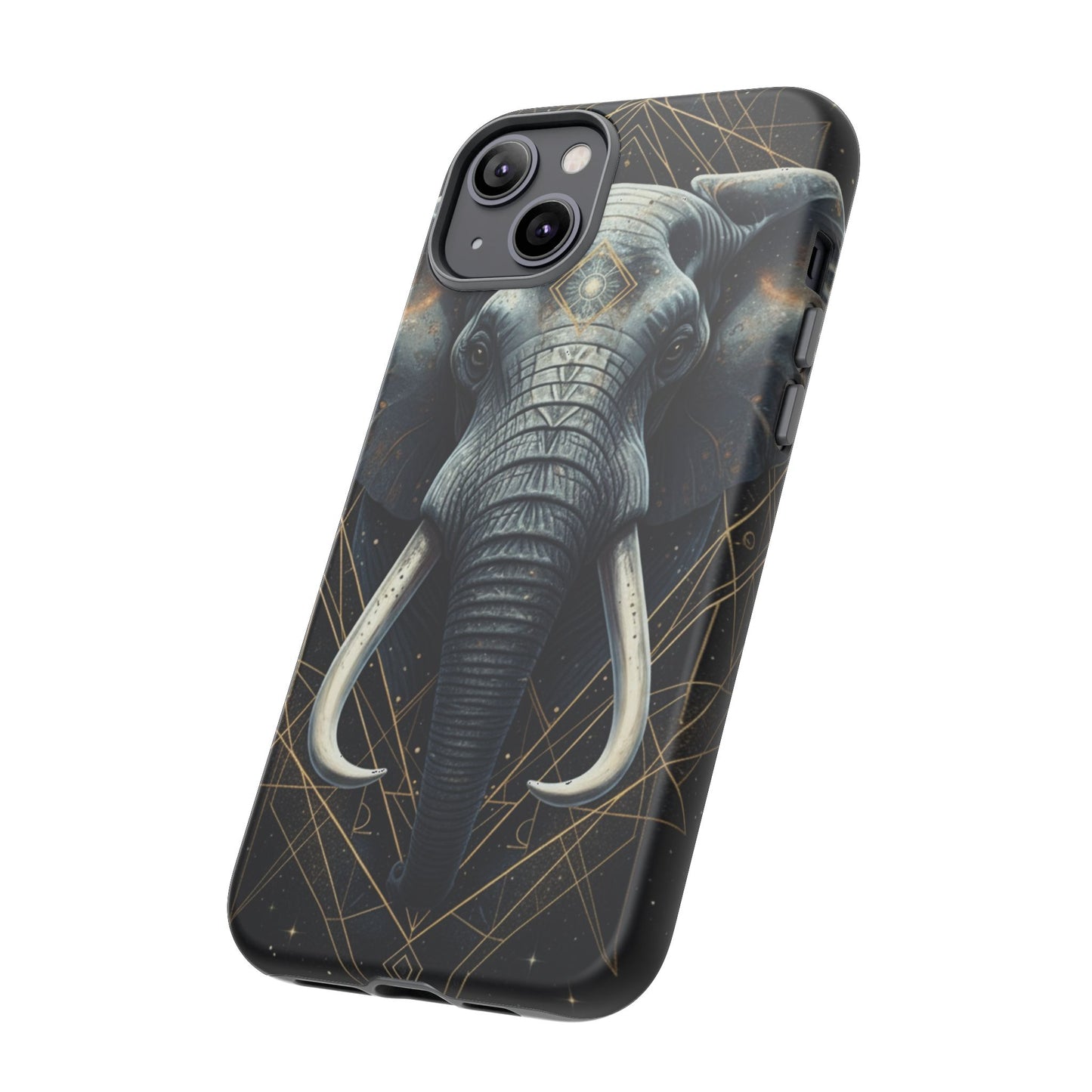 Elephant Mandala Phone Case – Black and Gold Spiritual Elephant Tough Protective Case