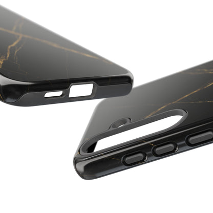 Black Marble Phone Case with Gold Veins | Minimal Luxury Tough Case