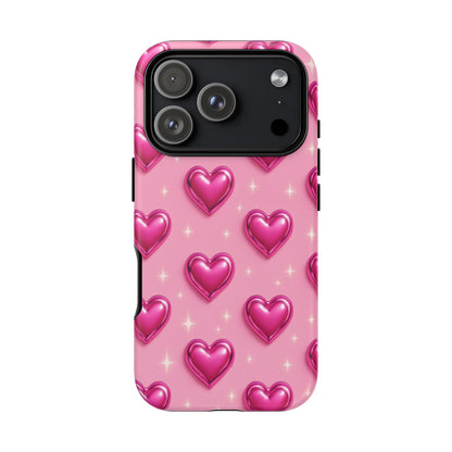 Pink Heart Pattern Phone Case | Tough Protective Case for Iphone, Samsung Galaxy and Pixel