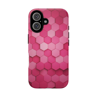 Hot Pink Hexagon Phone Case | Honeycomb Geometric Aesthetic | Cute Pink iPhone & Samsung Tough Protective Case