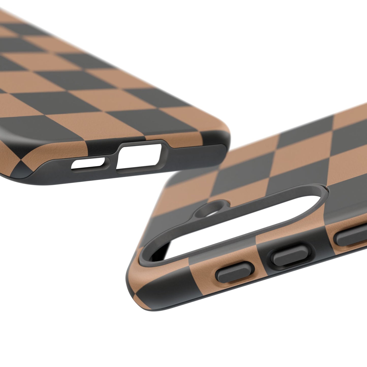 Brown Checkered Phone Case | Aesthetic Checkerboard iPhone & Samsung Tough Case