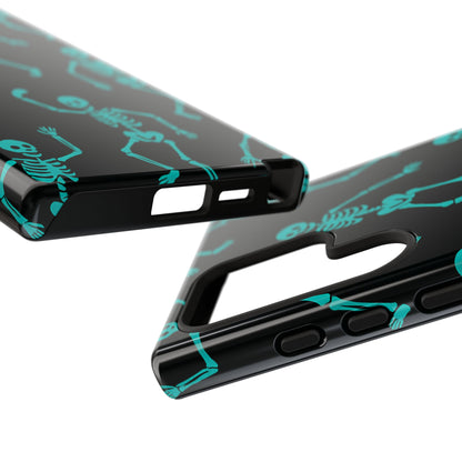 Dancing Teal Skeletons Phone Case | Tough Protective Case for Iphone, Samsung Galaxy and Pixel