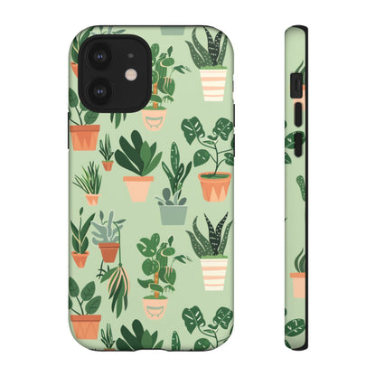 Plant Lover Phone Case | Cute Potted Plants Pattern | Botanical Aesthetic Tough Case
