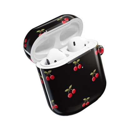 Cherry Pattern AirPod Case — Cute Black Cherry Protective Cover