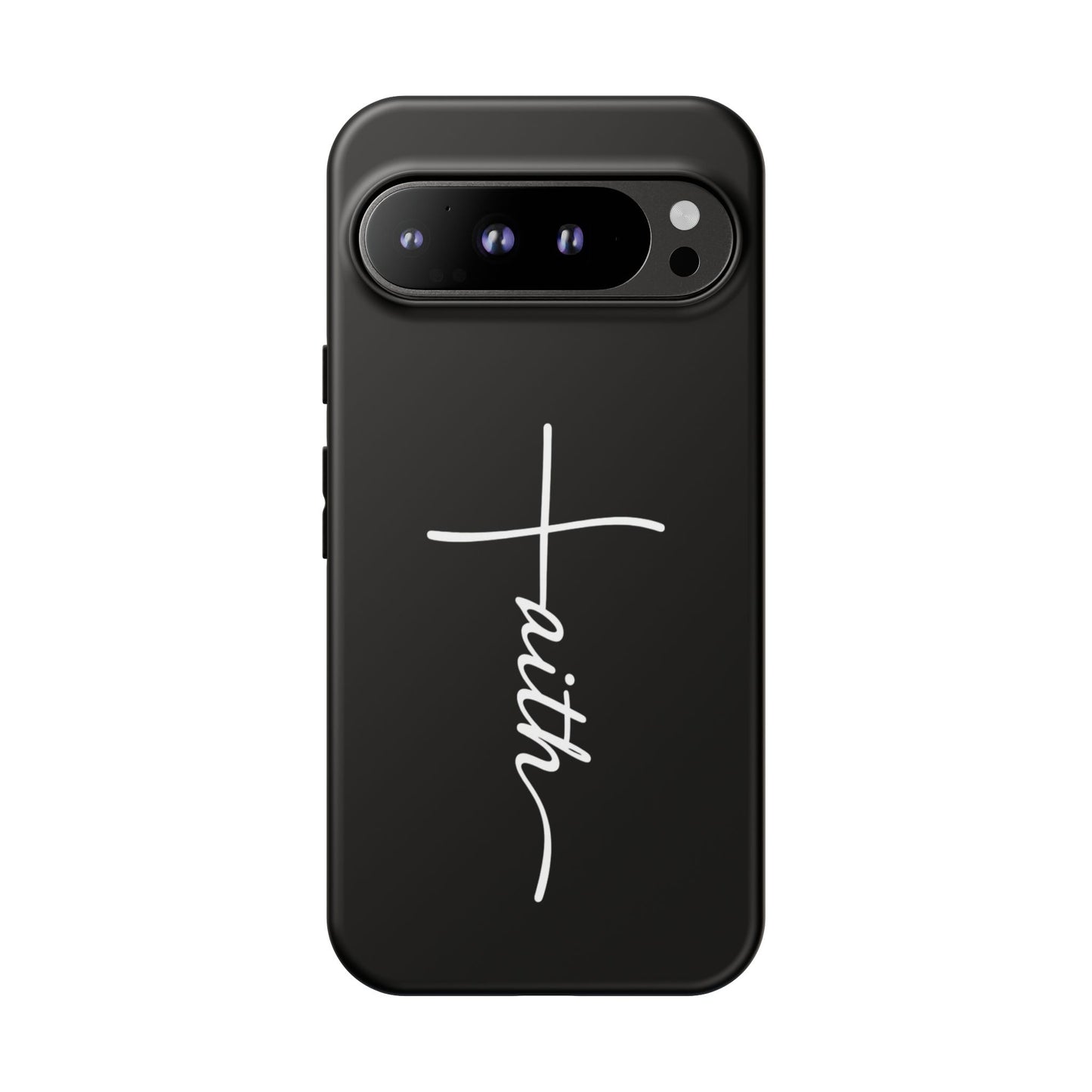 Faith Cross Phone Case, Christian Aesthetic Minimalist Black Matte Case, Religious Gift iPhone Samsung Cover