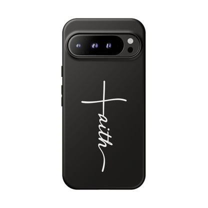 Faith Cross Phone Case, Christian Aesthetic Minimalist Black Matte Case, Religious Gift iPhone Samsung Cover